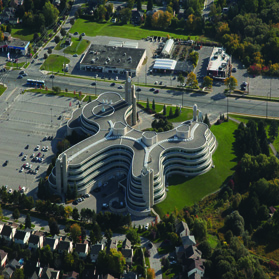 Aerial image of the York Region Administrative building
