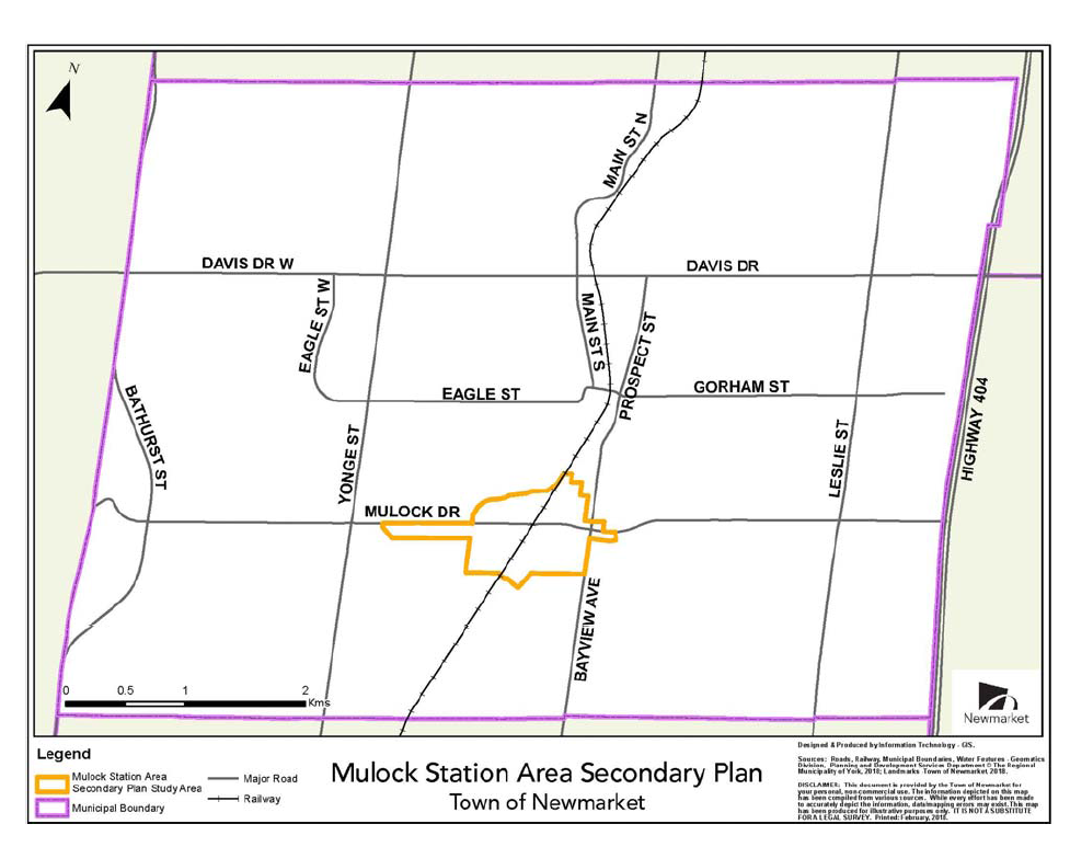 Map of Mulock GO Station Area - Along Mulock between Bayview and Yonge